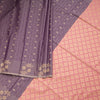 Semi Soft Silk Purple Thread Work Saree With Zari Buttas 02