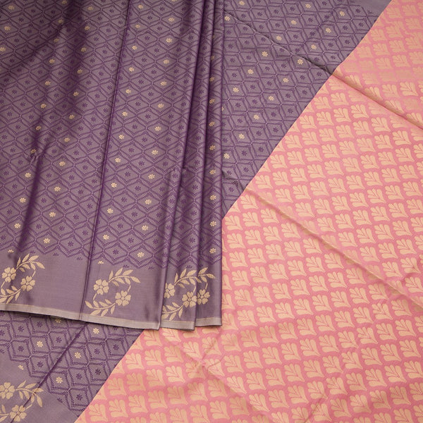 Semi Soft Silk Purple Thread Work Saree With Zari Buttas 02