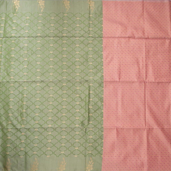 Semi Soft Silk Green Thread Work Saree With Zari Buttas