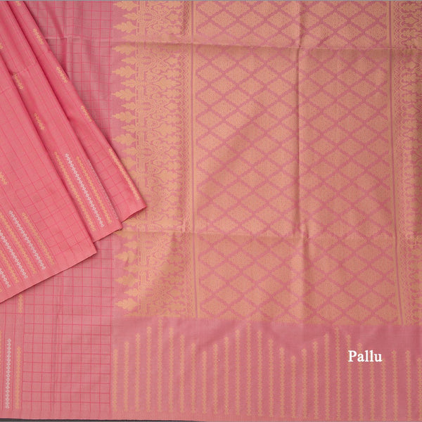 Semi Soft Silk Rose Pink Thread Work Saree With Zari Buttas