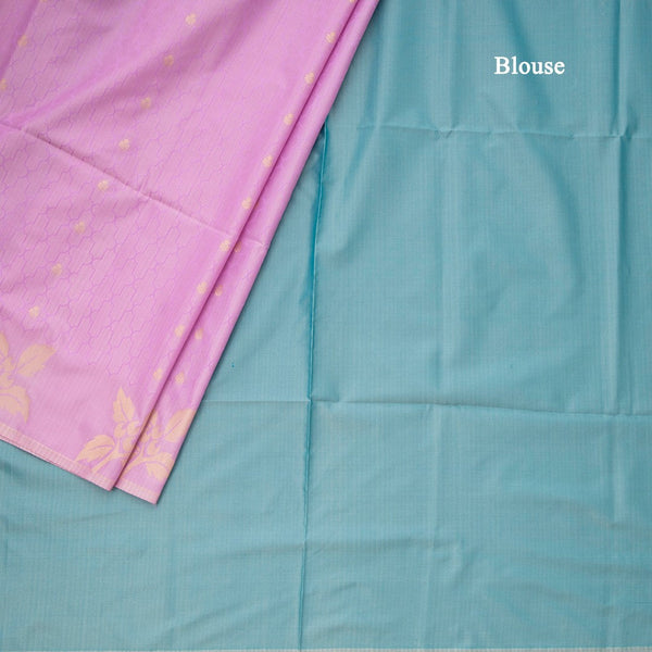 Semi Soft Silk Lilac Purple Thread Work Saree With Zari Buttas