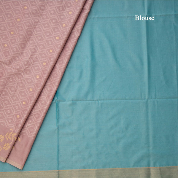 Semi Soft Silk Light Brown Thread Work Saree With Zari Buttas