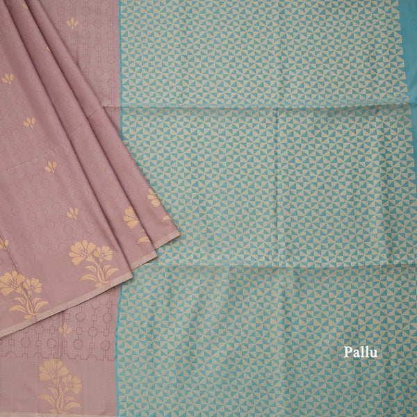 Semi Soft Silk Light Onion Pink Thread Work Saree With Zari Buttas