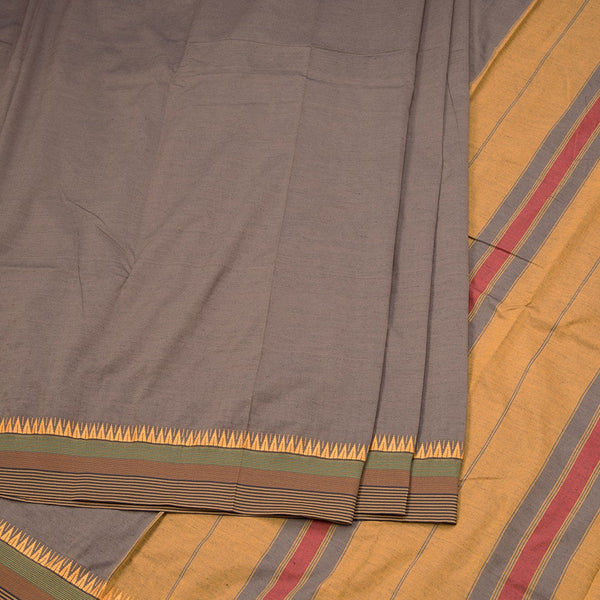 Dharwad Cotton Brown Plain Saree