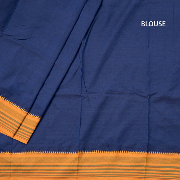 Dharwad Cotton Navy Blue Plain Saree 02 - Kumaran Silks