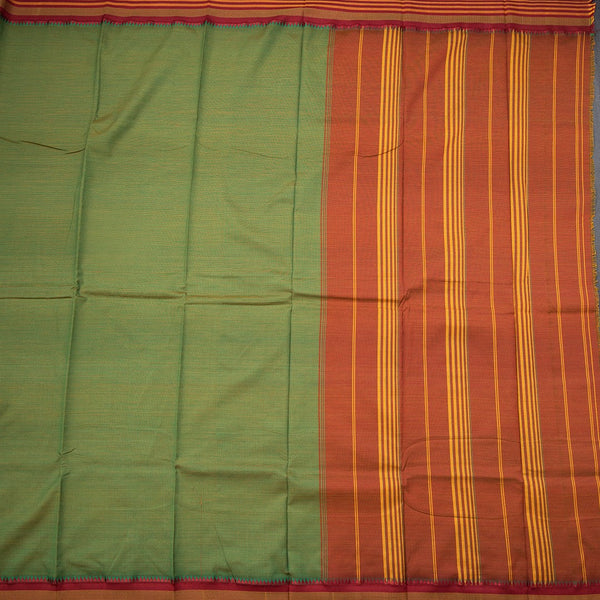 Dharwad Cotton Green Plain Saree 06