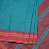 Dharwad Cotton Peacock Blue Plain Saree 02
