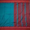 Dharwad Cotton Peacock Blue Plain Saree 02