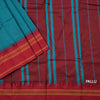 Dharwad Cotton Peacock Blue Plain Saree 02