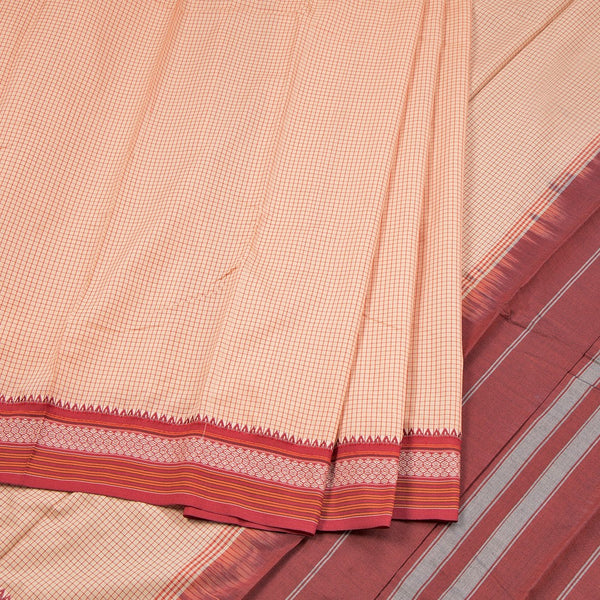 Dharwad Cotton Cream Micro Checked Saree 03