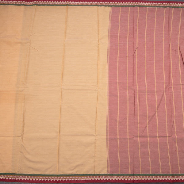 Dharwad Cotton Cream Striped Saree