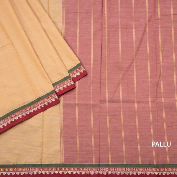 Dharwad Cotton Cream Striped Saree
