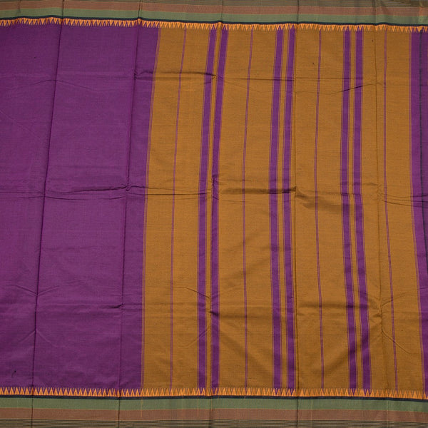 Dharwad Cotton Purple Plain Saree 03