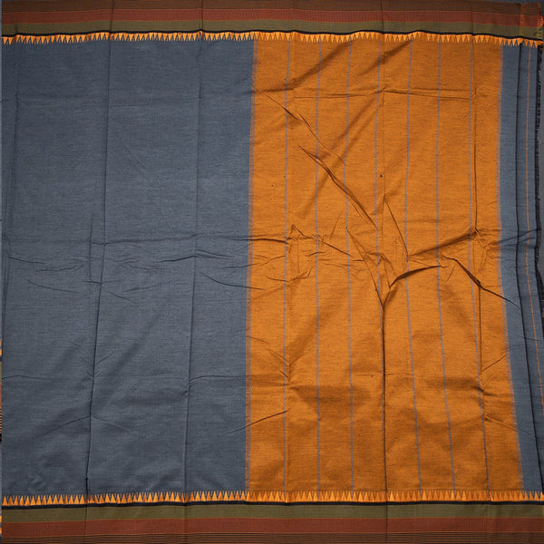 Dharwad Cotton Grey Plain Saree 07