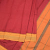 Dharwad Cotton Maroon Plain Saree 05
