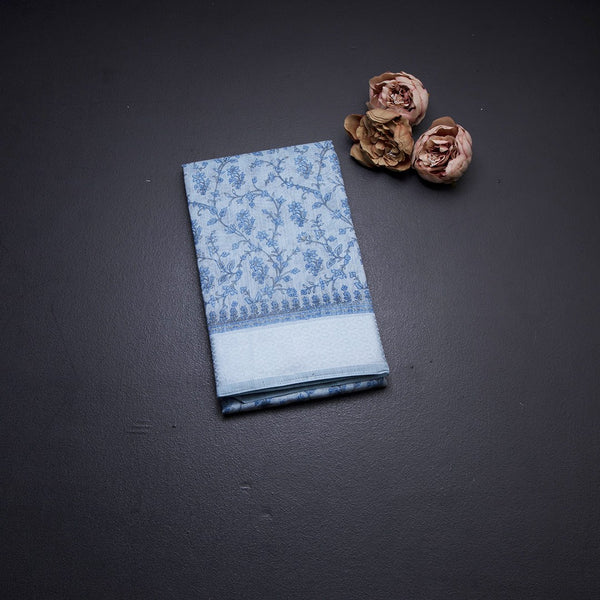 Chanderi Cotton Light Blue Printed Saree