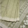 Chanderi Cotton Light Olive Green Printed Saree