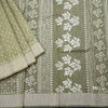 Chanderi Cotton Light Olive Green Printed Saree
