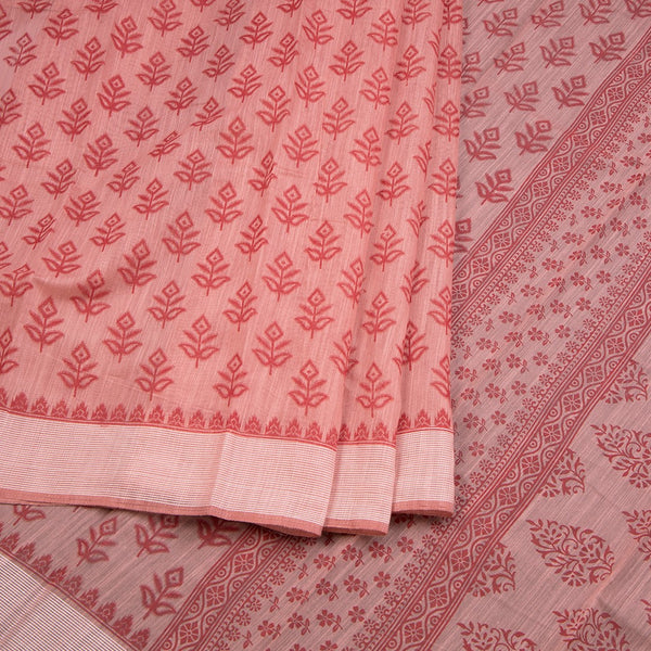 Chanderi Cotton Light Pink Printed Saree 03