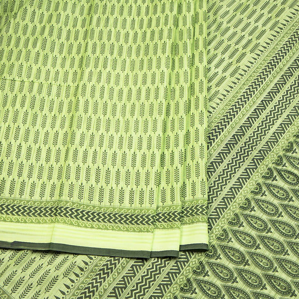 Chanderi Cotton Light Green Printed Saree 03