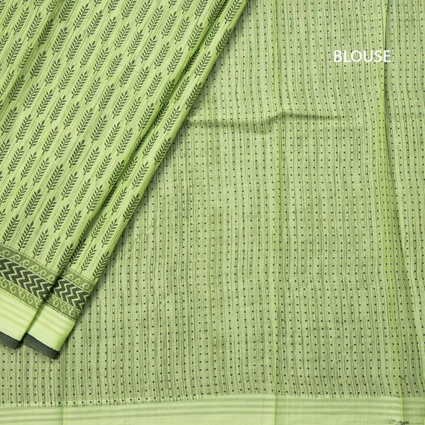 Chanderi Cotton Light Green Printed Saree 03