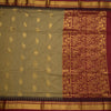 Kalyani Cotton Olive Green Saree With Zari Buttas And Temple Border 02