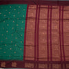 Kalyani Cotton Forest Green Saree With Zari Buttas And Temple Border