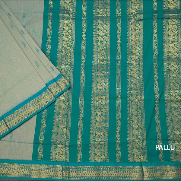 Kalyani Cotton Light Green Saree With Small Buttas And Zari Border