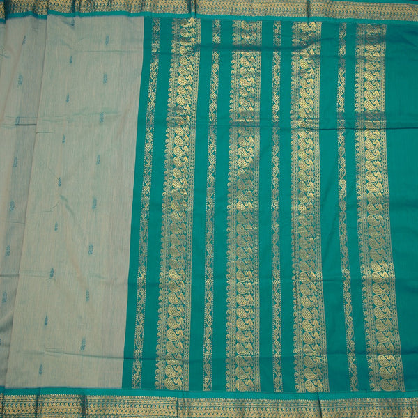 Kalyani Cotton Light Green Saree With Small Buttas And Zari Border