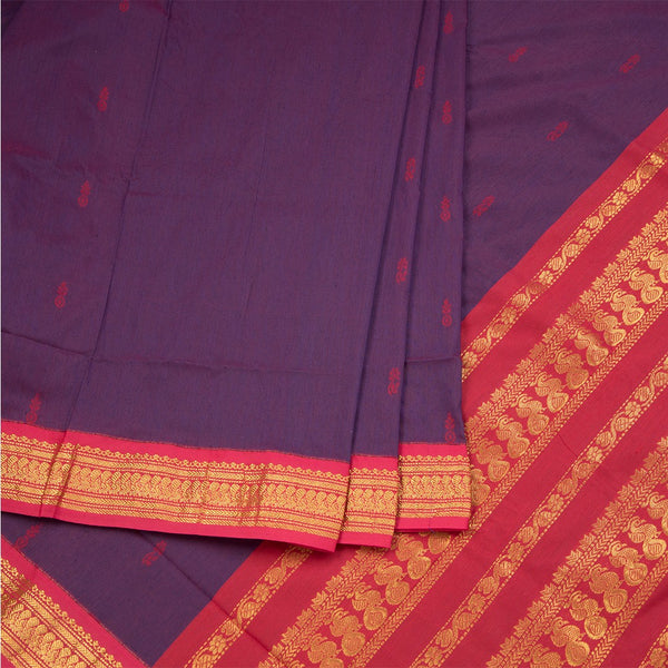 Kalyani Cotton Purple Saree With Small Buttas And Zari Border 02