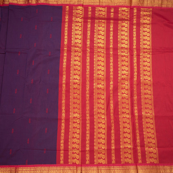 Kalyani Cotton Purple Saree With Small Buttas And Zari Border 02