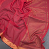 Mangalagiri Cotton Red Striped Saree With Zari Border