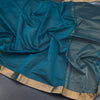 Mangalagiri Cotton Peacock Blue Striped Saree With Zari Border