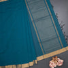 Mangalagiri Cotton Peacock Blue Striped Saree With Zari Border