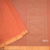 Mangalagiri Cotton Dark Peach Striped Saree With Zari Border