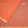 Mangalagiri Cotton Dark Peach Striped Saree With Zari Border