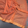 Mangalagiri Cotton Dark Peach Striped Saree With Zari Border