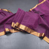 Mangalagiri Cotton Purple Striped Saree With Zari Border
