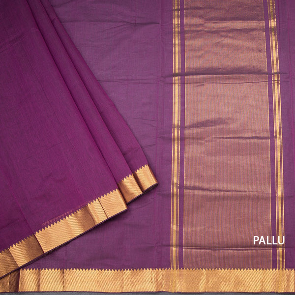 Mangalagiri Cotton Purple Striped Saree With Zari Border