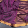 Mangalagiri Cotton Purple Striped Saree With Zari Border