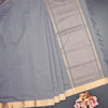 Mangalagiri Cotton Grey Striped Saree With Zari Border