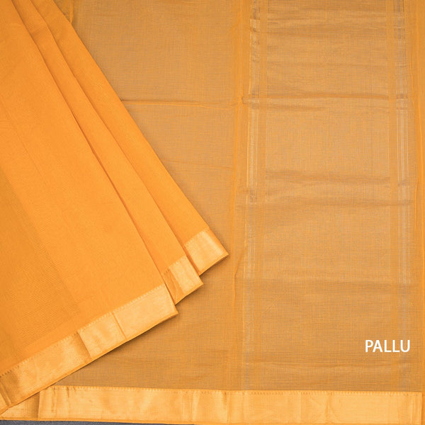 Mangalagiri Cotton Mustard Yellow Striped Saree With Zari Border