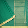 Mangalagiri Cotton Dark Green Striped Saree With Zari Border