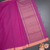 Mangalagiri Cotton Dark Pink Striped Saree With Zari Border