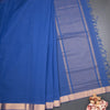 Mangalagiri Cotton Blue Striped Saree With Zari Border 02