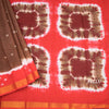 Sungudi Cotton Brown Shibori Printed Saree With Blouse