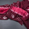 Sungudi Cotton Dark Pink Shibori Printed Saree With Blouse