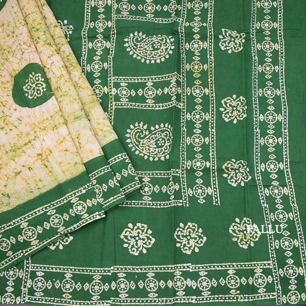 Sungudi Cotton Green Shibori Printed Saree With Blouse