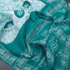 Sungudi Cotton Green Sapphire Shibori Printed Saree With Blouse