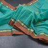 Chettinad Cotton Emerald Green Thread Work Saree With Contrast Border